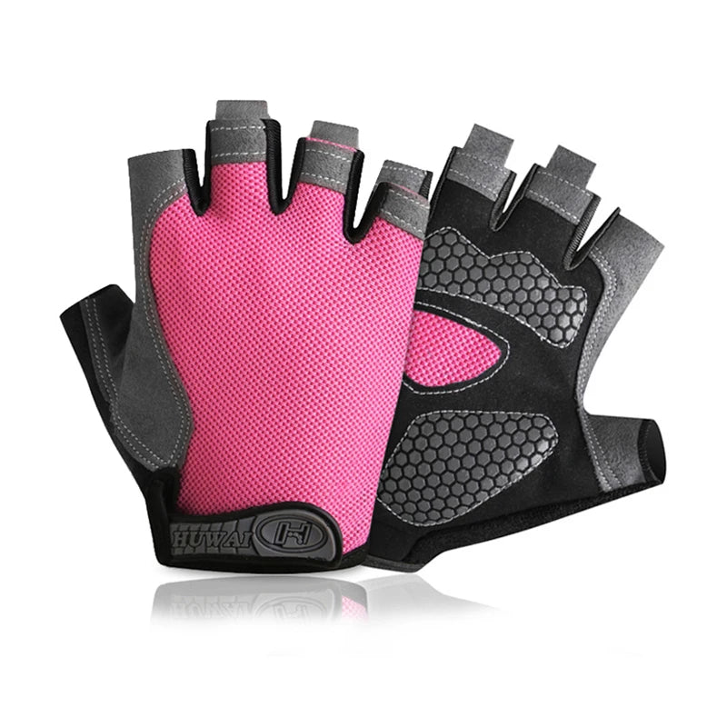 Luvas de ciclismo de meio dedo para homens e mulheres, luva respirável, antiderrapante, ginásio, fitness, esporte, treinamento