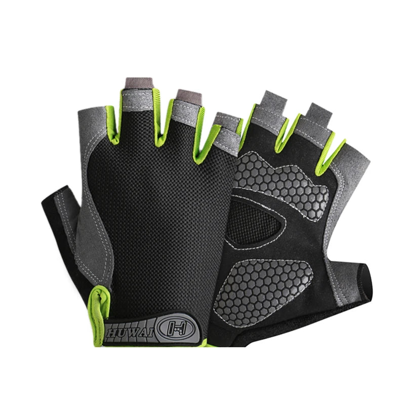 Luvas de ciclismo de meio dedo para homens e mulheres, luva respirável, antiderrapante, ginásio, fitness, esporte, treinamento