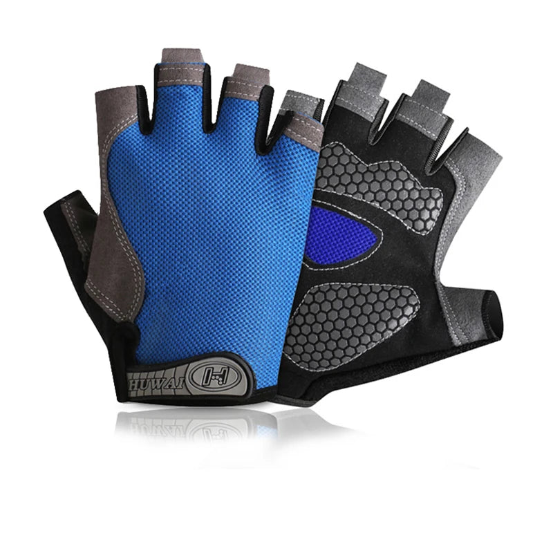 Luvas de ciclismo de meio dedo para homens e mulheres, luva respirável, antiderrapante, ginásio, fitness, esporte, treinamento