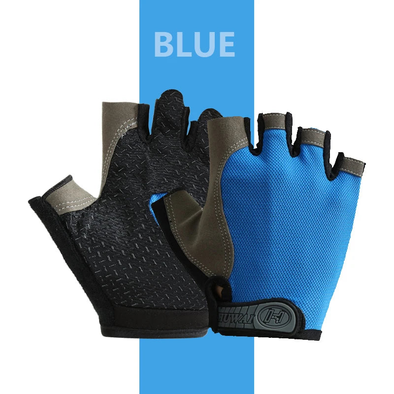 Luvas de ciclismo de meio dedo para homens e mulheres, luva respirável, antiderrapante, ginásio, fitness, esporte, treinamento