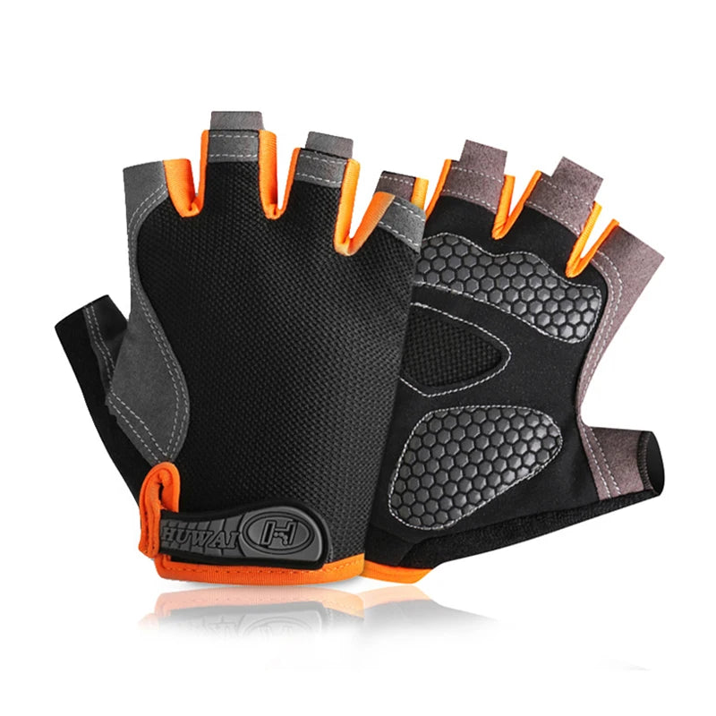 Luvas de ciclismo de meio dedo para homens e mulheres, luva respirável, antiderrapante, ginásio, fitness, esporte, treinamento