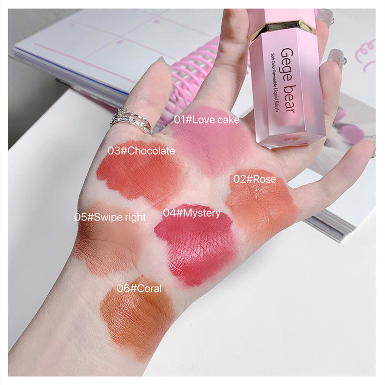 Gecomomo Creme Blush Líquido 6 Cores Veludo Liso Mate Rosa