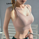 Lovito Sutiãs Esportivos Esportivos Lisos Sem Costas Criss Cross Para Mulheres LNL47047